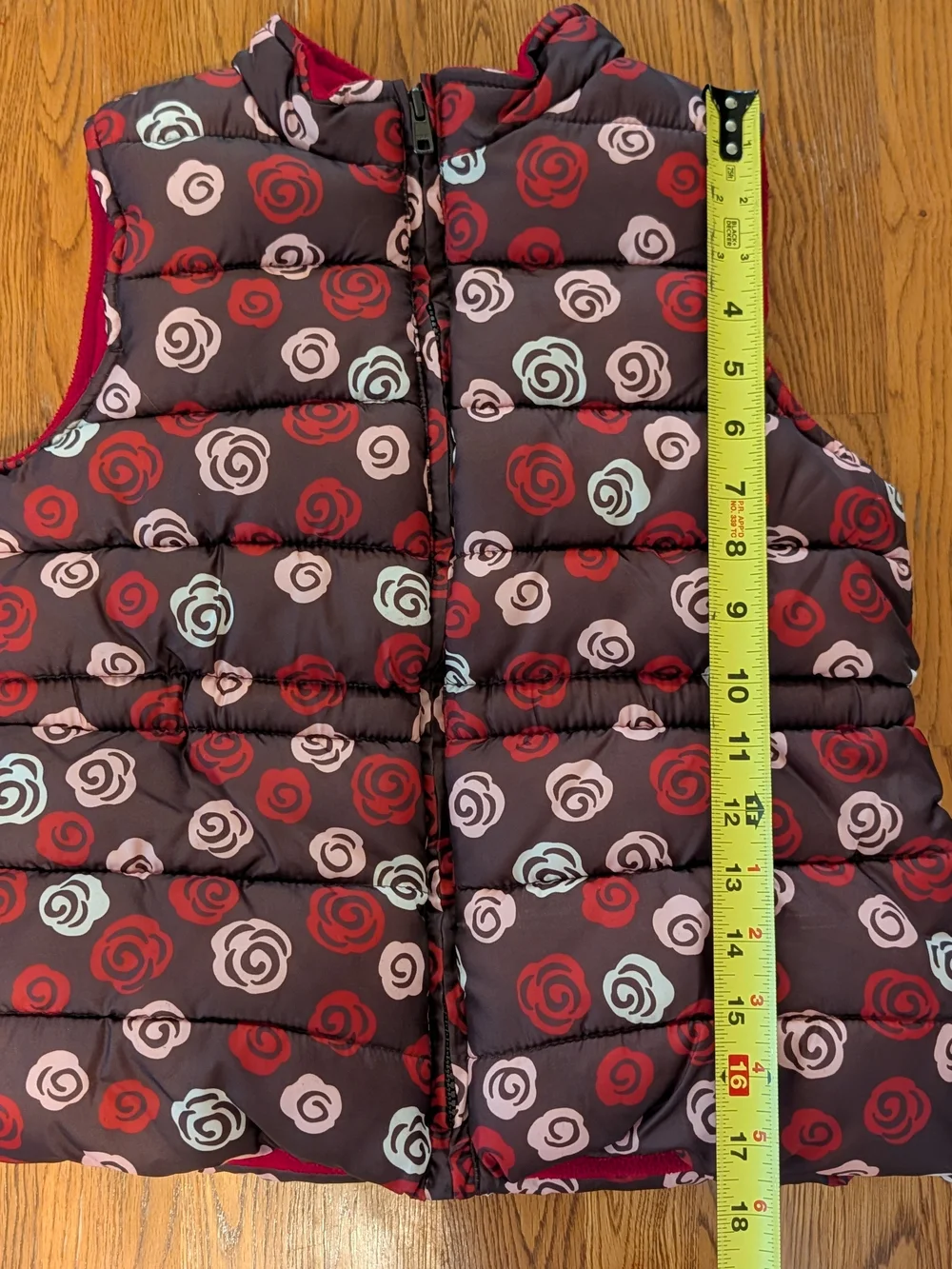 Gymboree Girls Sweet Treats Brown Floral Rose Patterned Fleece Lined Puffer Vest